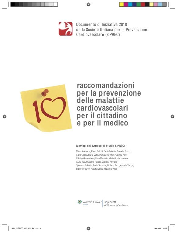 10 raccomandazioni per la prevenzione delle malattie cardiovascolari per il cittadino e per il medico